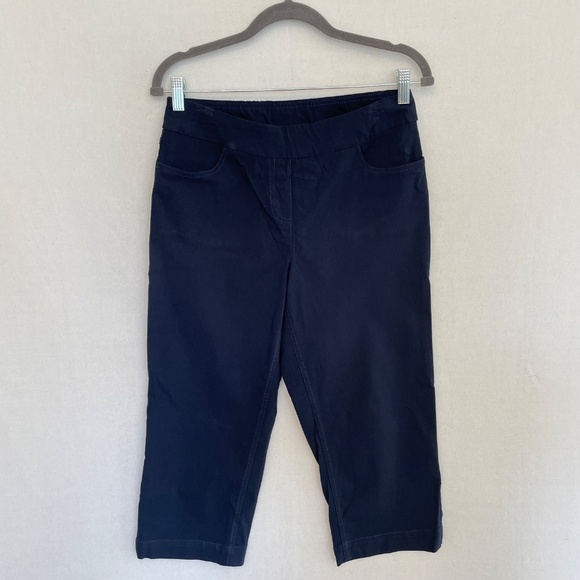 SLIMSATION by Multiples Size 10 Navy Blue Tummy Control Pull On Capri Pants - Picture 6 of 6